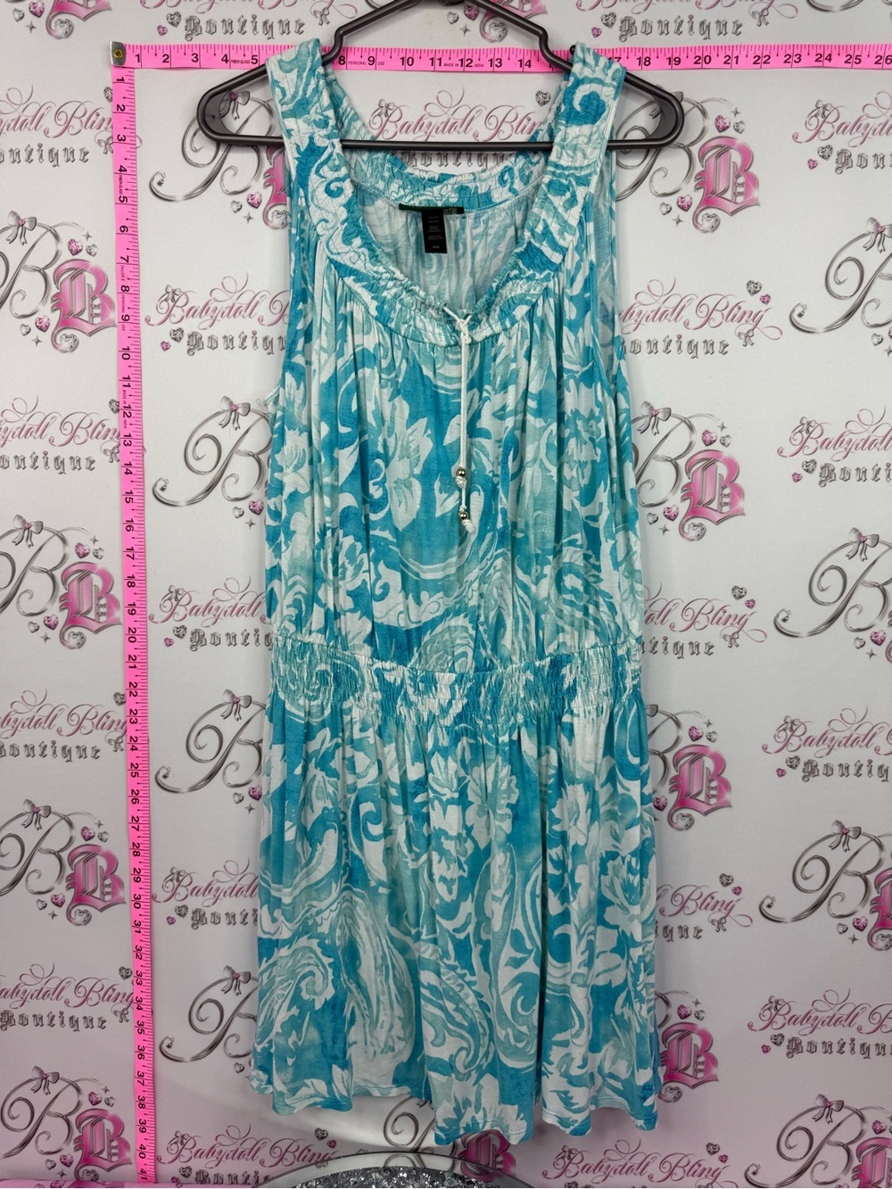 Lauren Ralph Lauren dress Turquoise and White Printed Sleeveless Sundress
